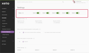 Courses & Diplomas settings page. Grades status bar is highlighted. In the status bar are 5 toggles turned on. Each toggle is for a grade from 8th to 12th